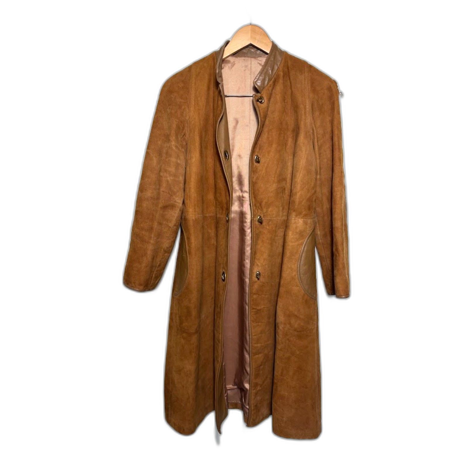 Sills Bonnie Cashin Leather Suede Trench Coat Vtg Jacket Brass Twist Lock Sz S